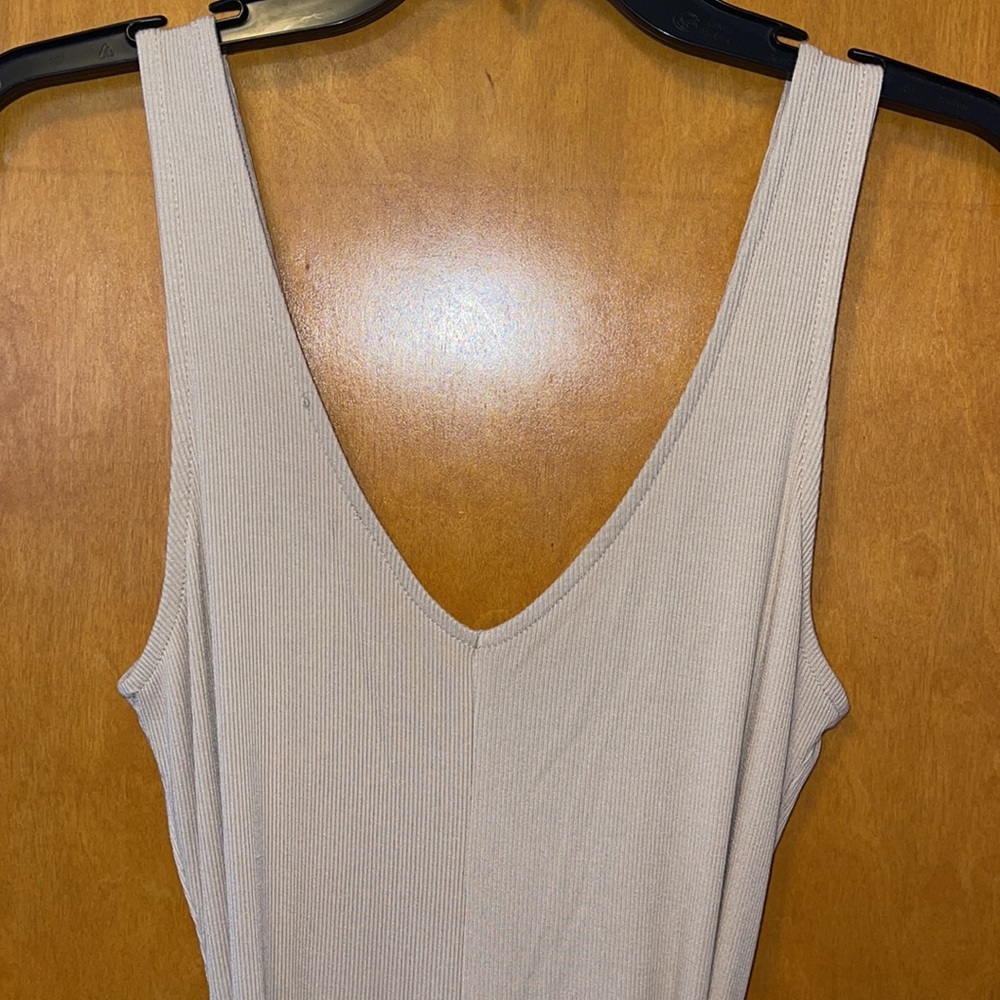 Beige Ribbed Pantsuit. Fashion Nova. Large. - Picture 11 of 15